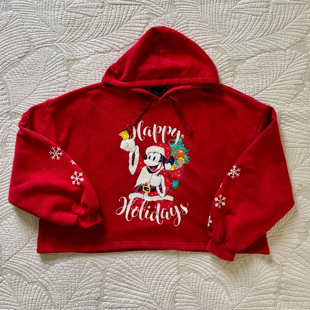 Disney Holiday Cropped Hoodie- Size XL